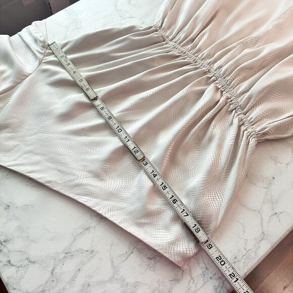 Love, Whit by Whitney Port Ivory Jacquard One‎ Shoulder Jumpsuit women’s size 14 - Picture 12 of 15